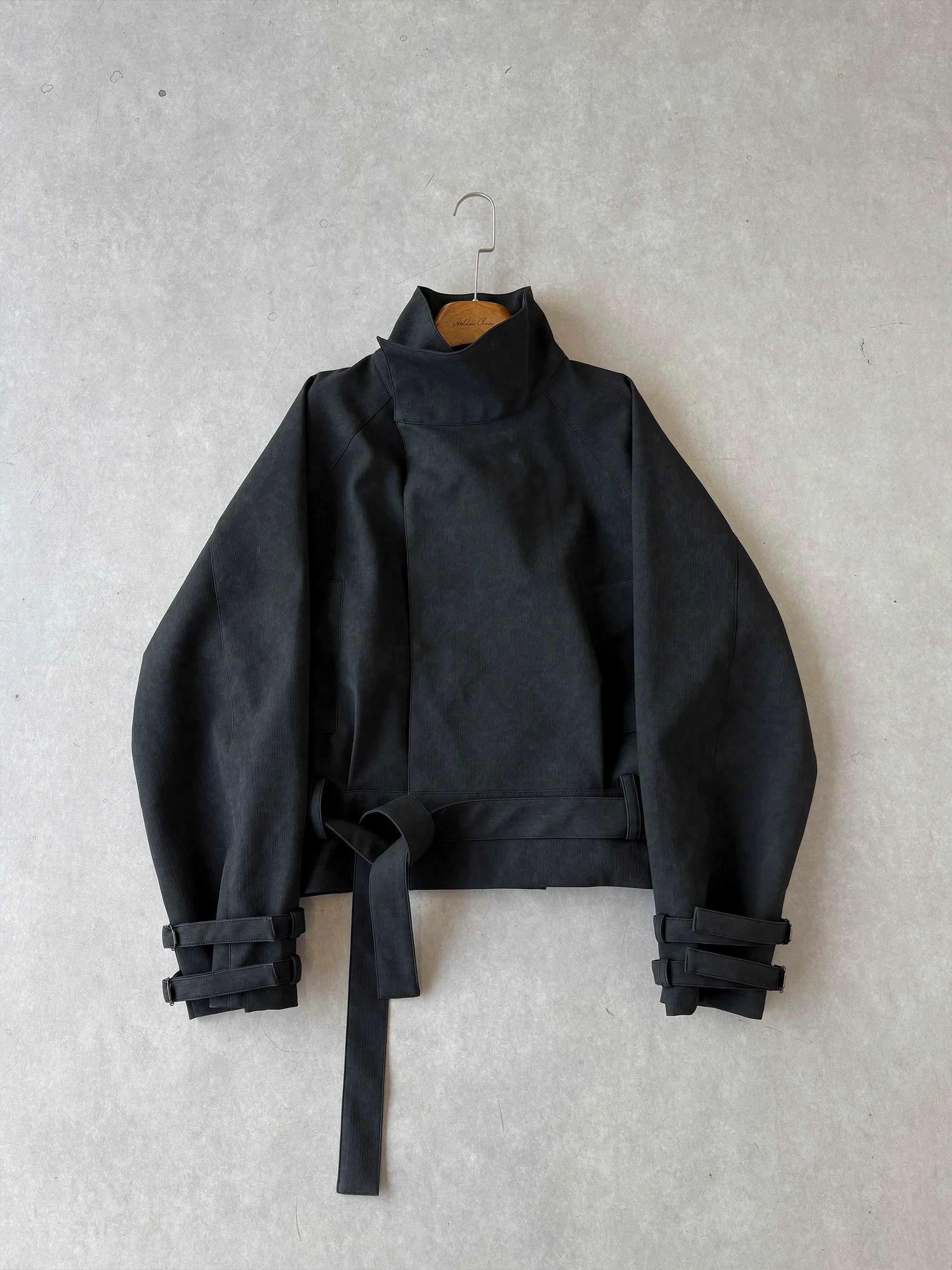 Cropped Belted High-Neck Jacket