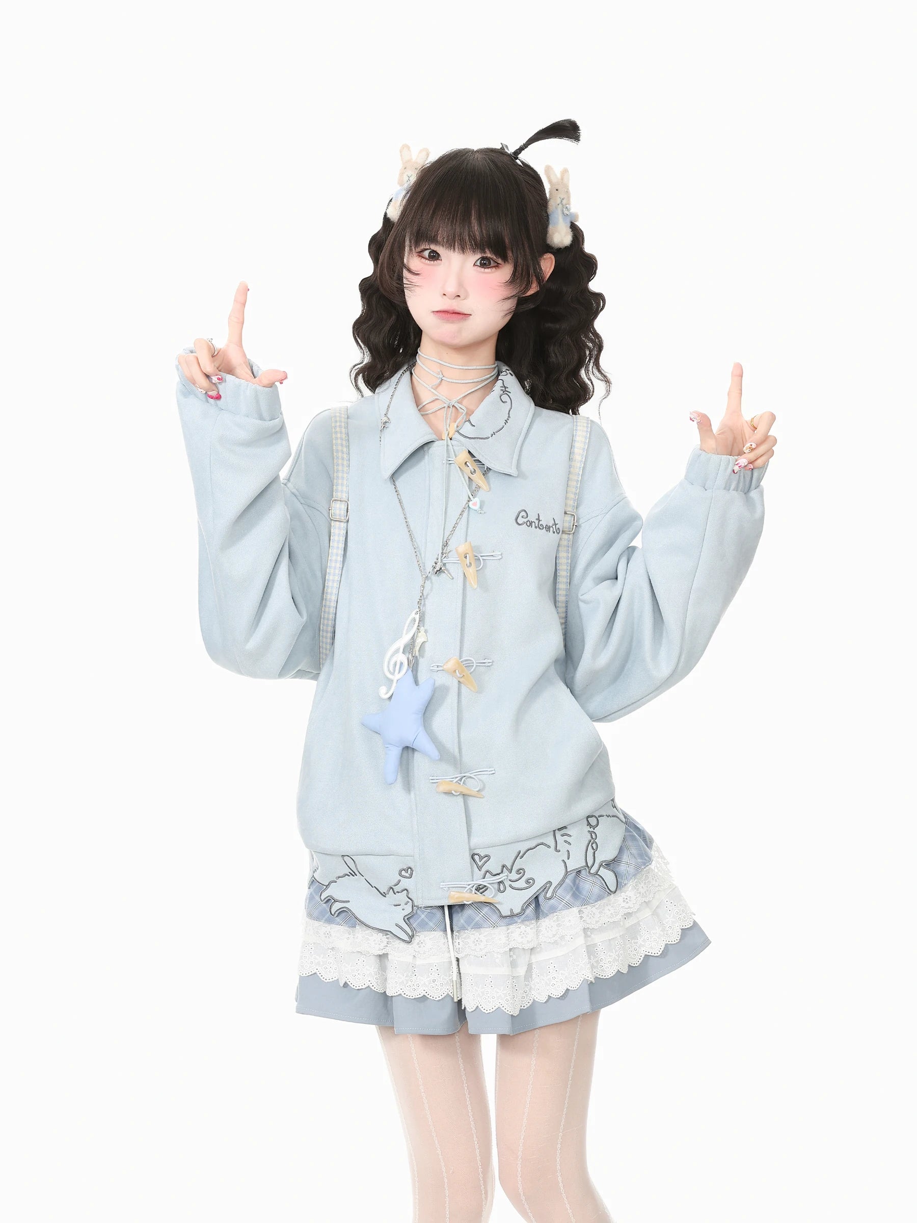 Scalloped Cat Hem Suede Toggle Jacket