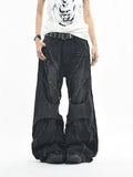 Industrial Layered Destroyed Baggy Denim Pants