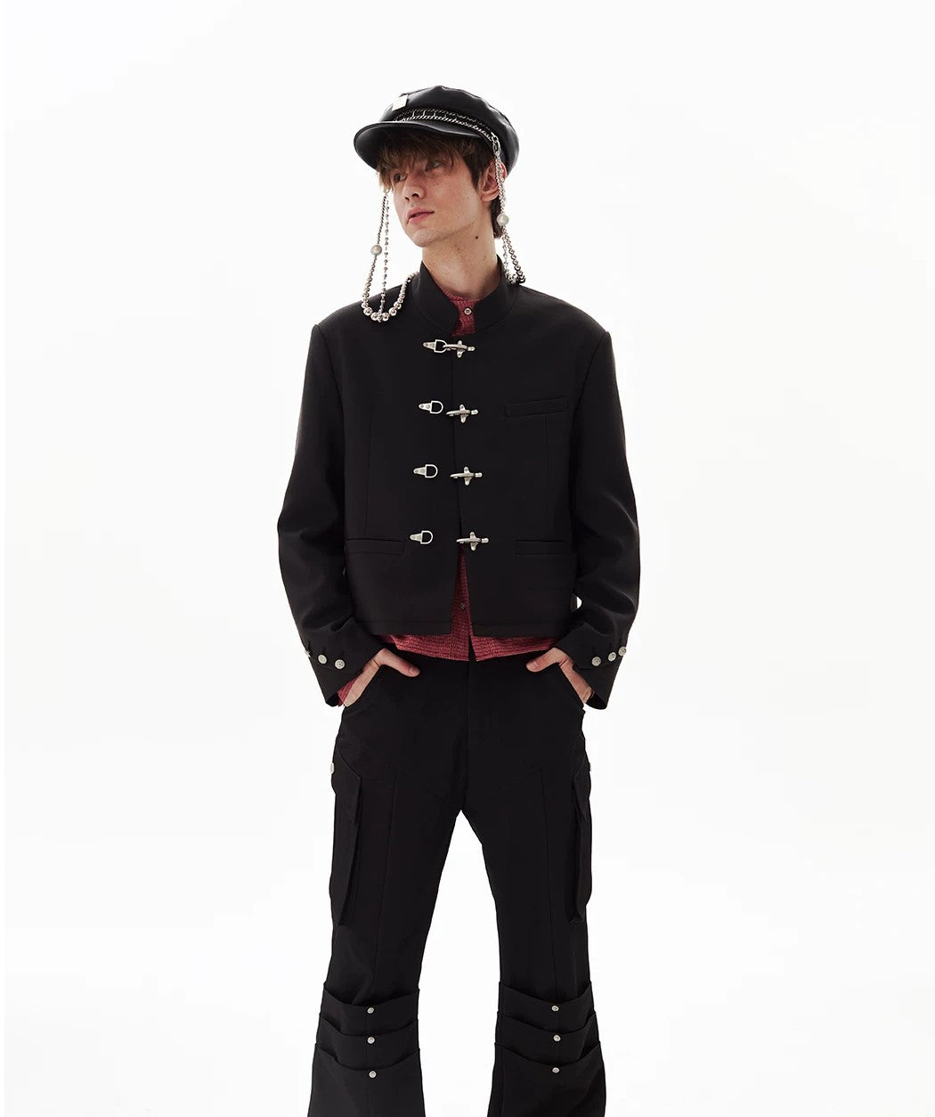 Cropped Fireman Clasp Tailored Blazer