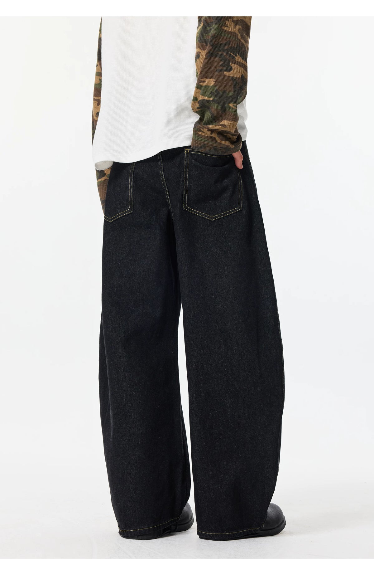 Fireman Clip Asymmetric Wide-Leg Denim Jeans