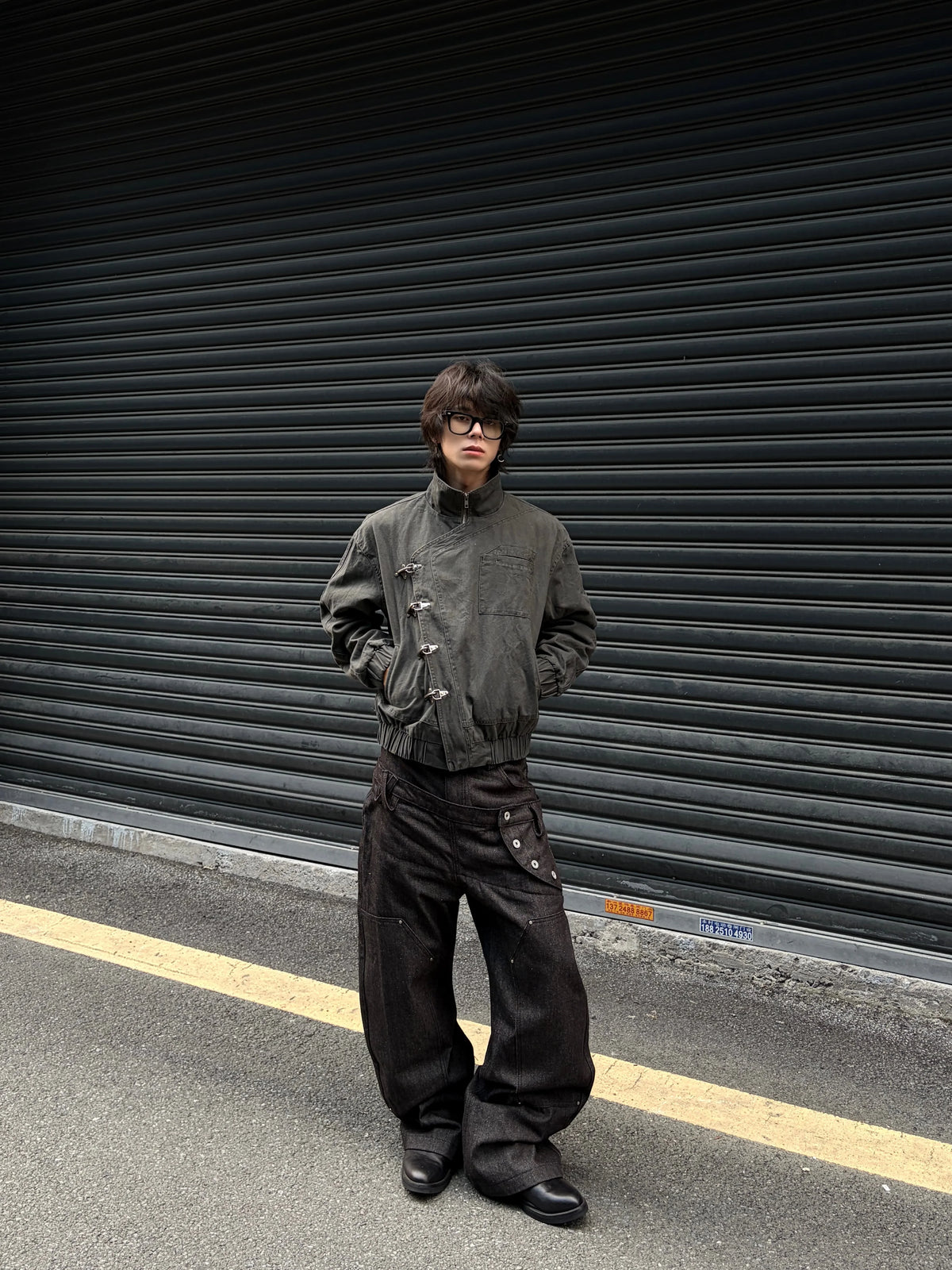 Gothic Zip-Up Funnel-Neck Fencing Fireman Jacket