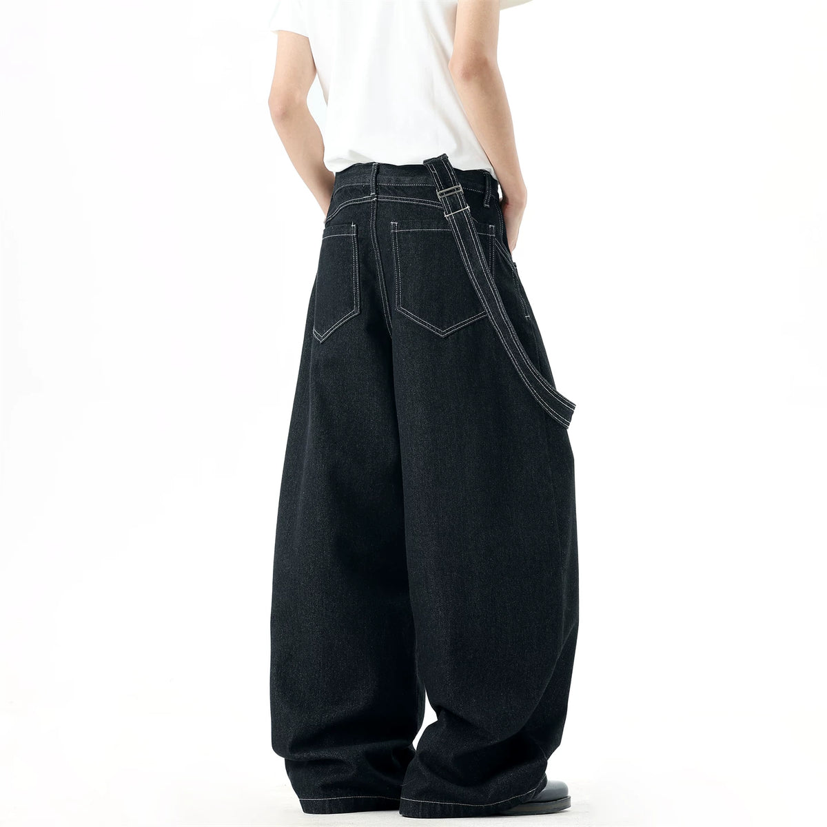 Gothic Detachable Bib Fireman Buckle Denim Jeans
