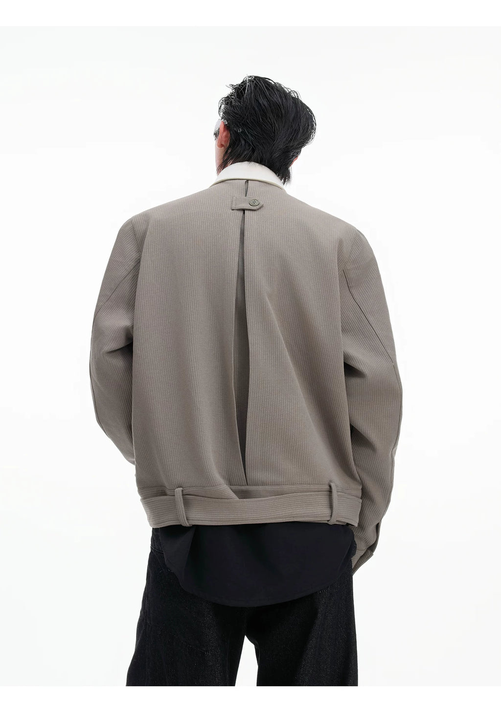 Avant-Garde Cropped Belted Jacket