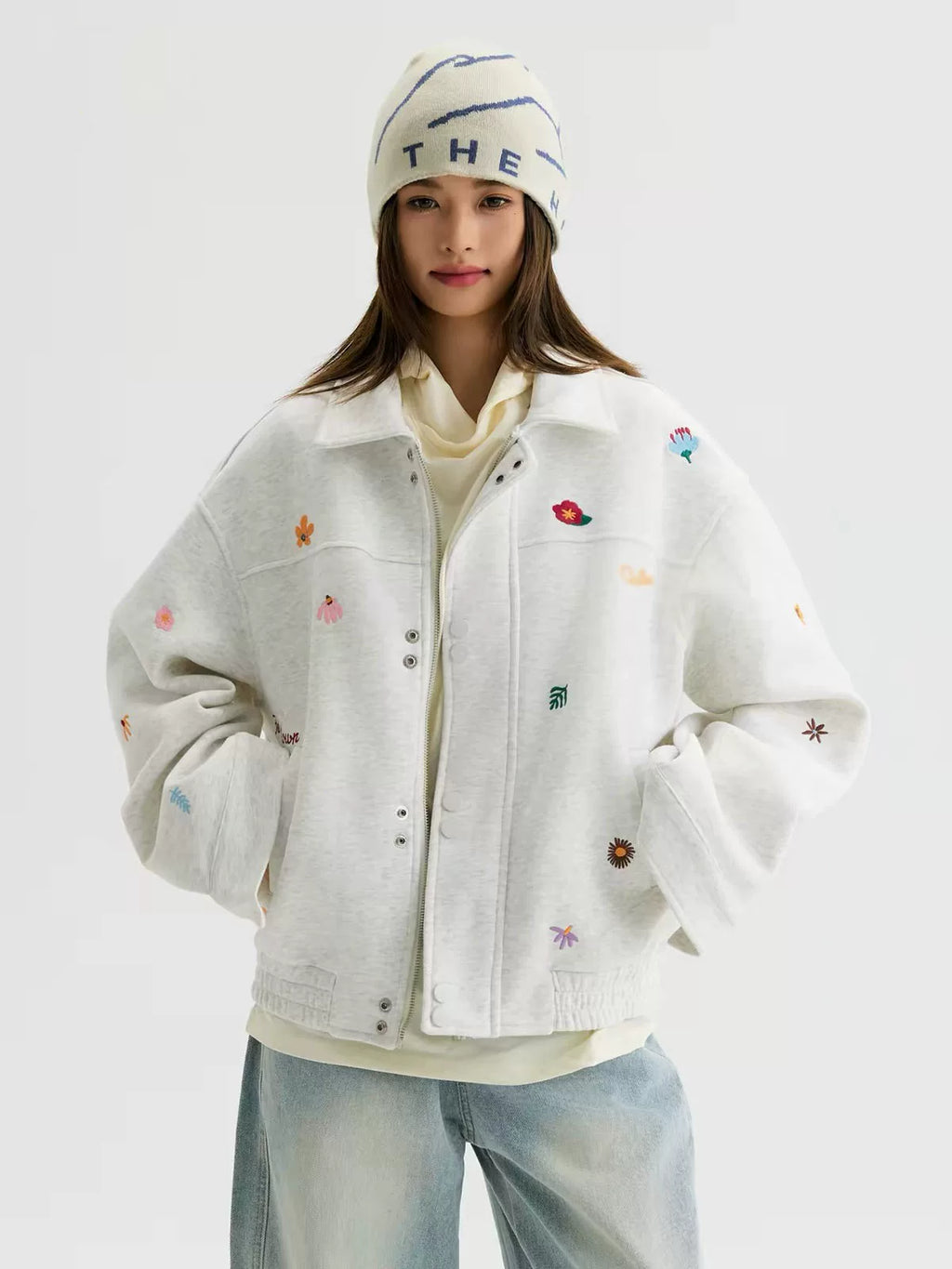 Micro Floral Embroidered Canvas Workwear Jacket