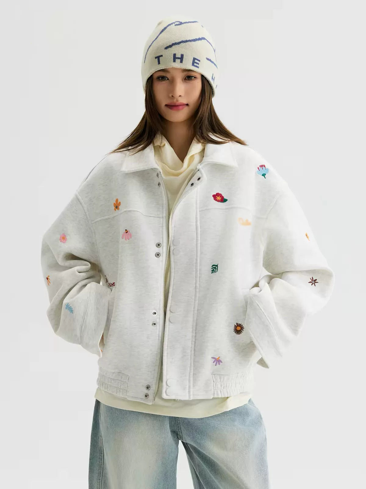 Micro Floral Embroidered Canvas Workwear Jacket