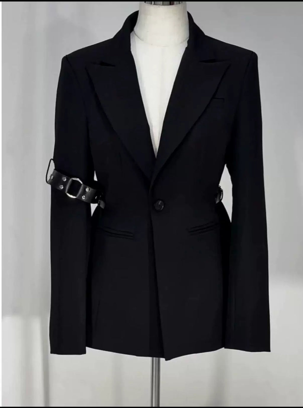 Gothic Cyber-Sigilism Back-Mesh Buckled Blazer
