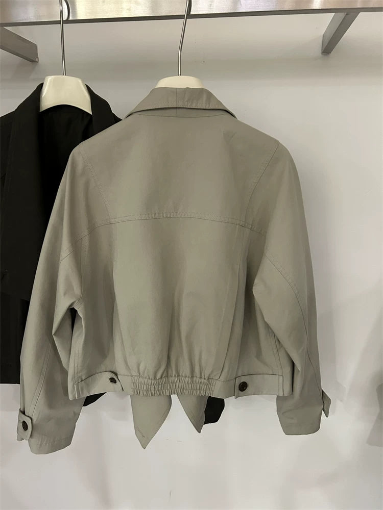 Avant-Garde Asymmetric Crossover Short Trench Coat