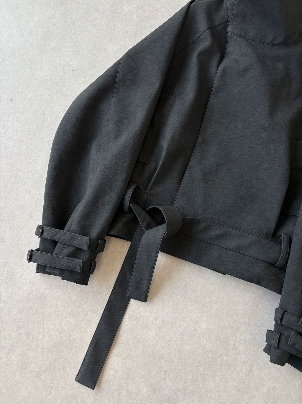 Cropped Belted High-Neck Jacket