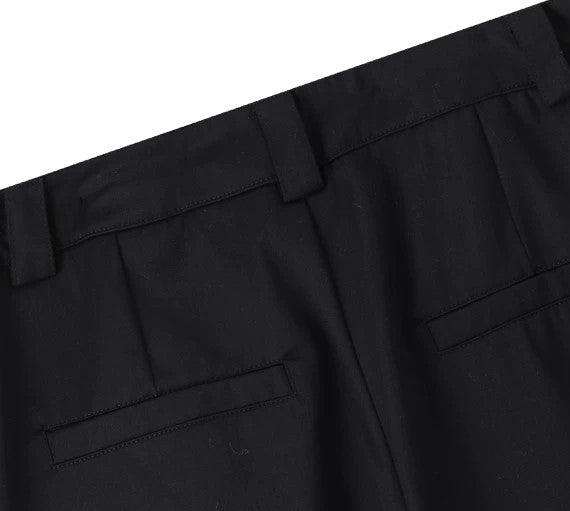 Riveted Diagonal Front-Flap Wide-Leg Trousers