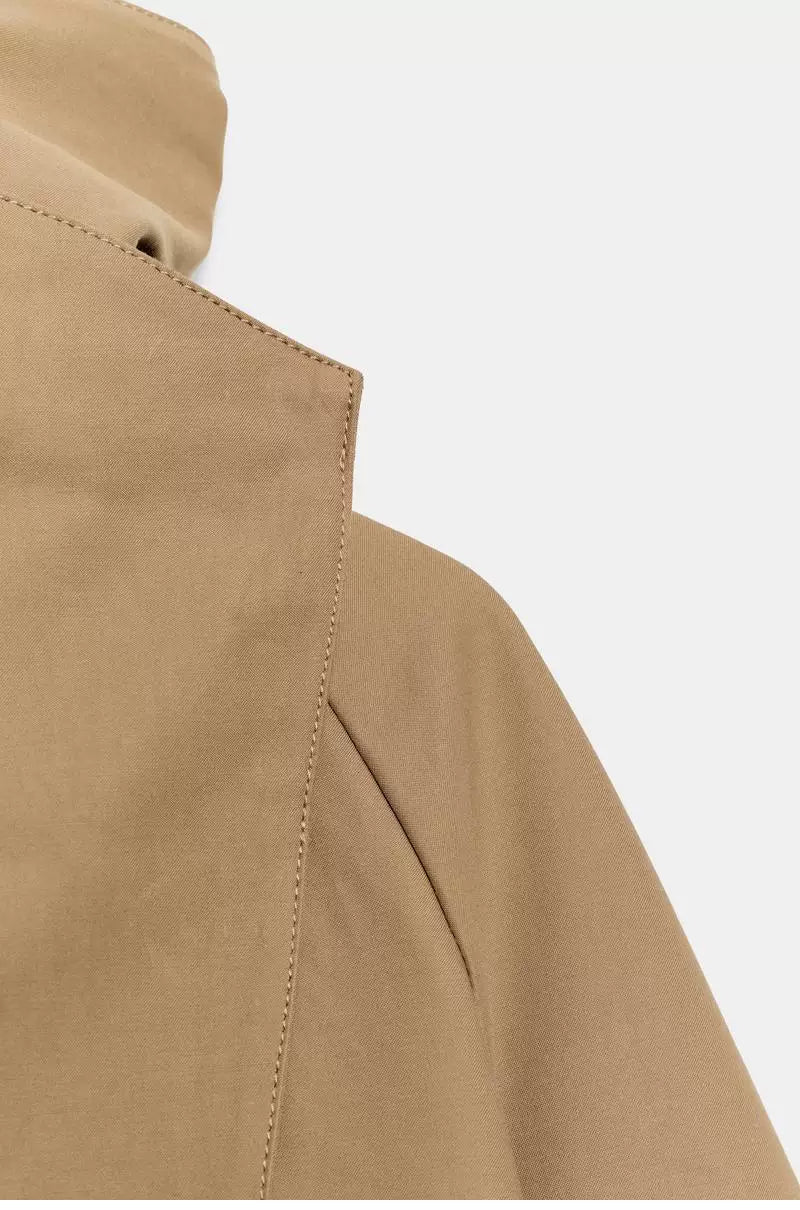 Cropped Asymmetric High-Neck Trench Jacket