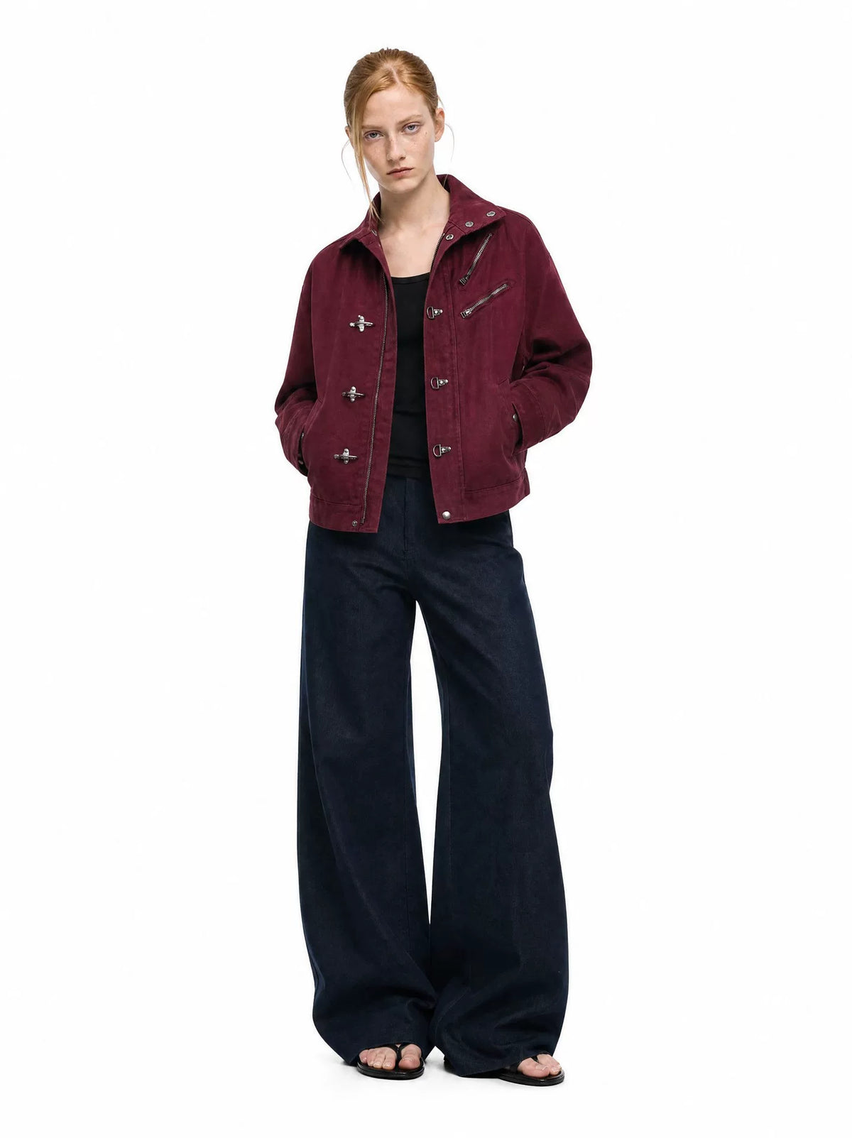 Dual Angled Zip Fireman Clasp Utility Jacket