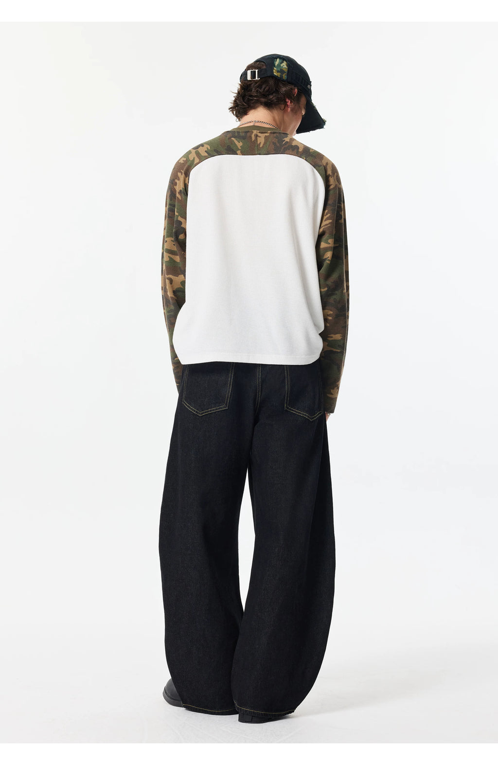 Fireman Clip Asymmetric Wide-Leg Denim Jeans