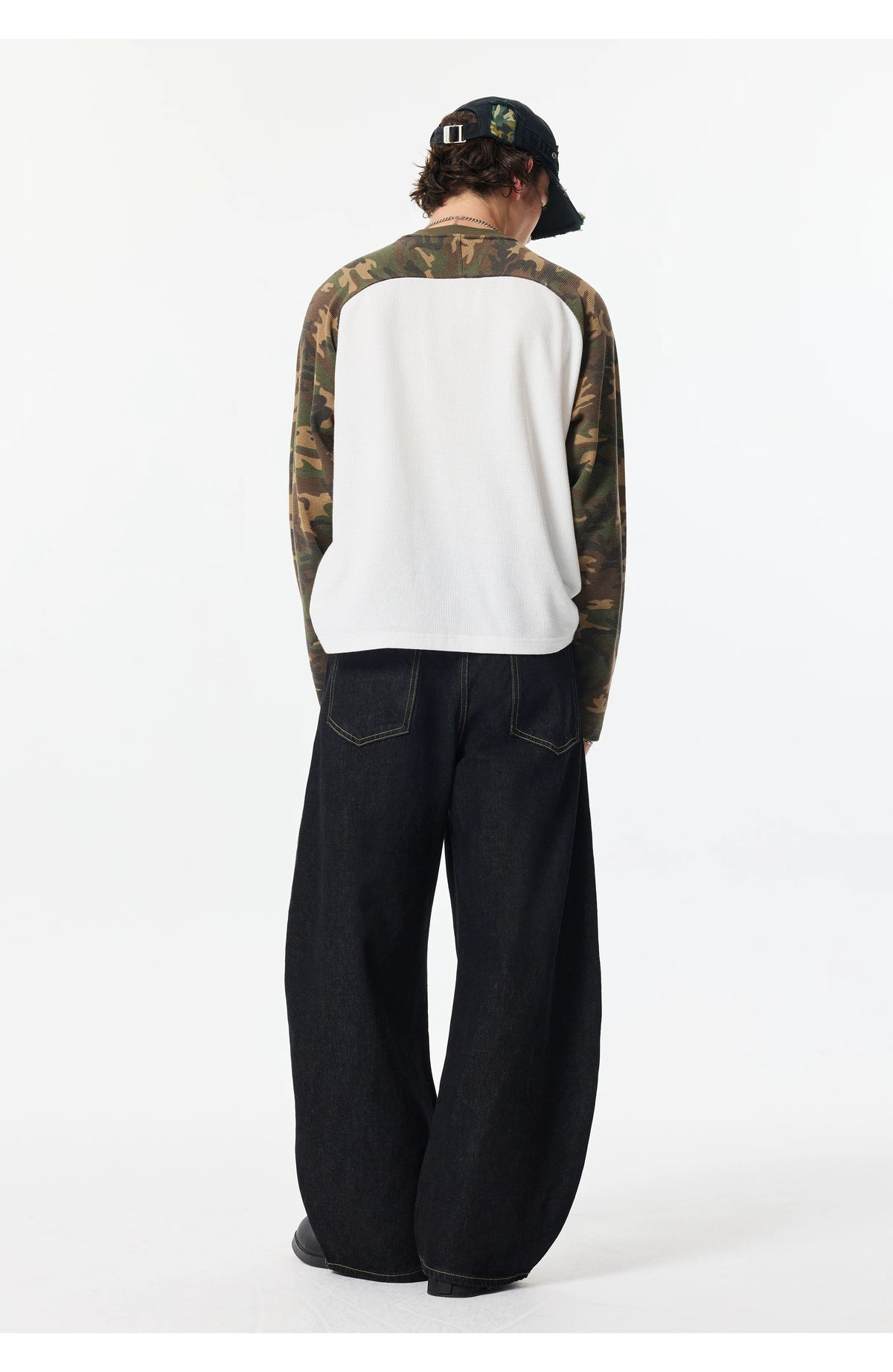 Fireman Clip Asymmetric Wide-Leg Denim Jeans