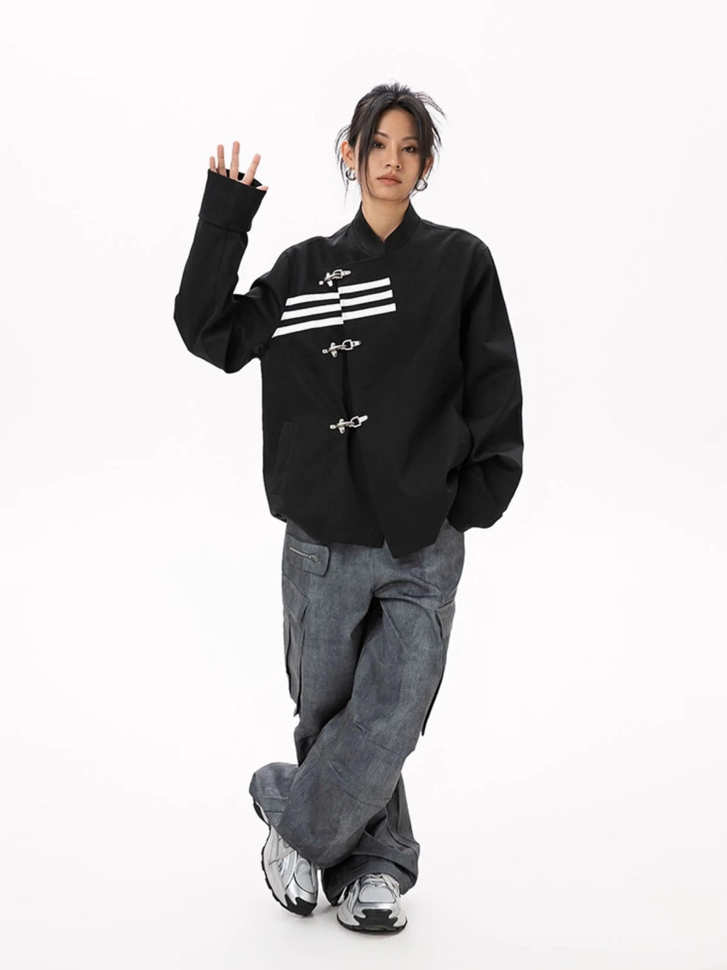 Triple-Striped Fireman Clasp Fencing Jacket
