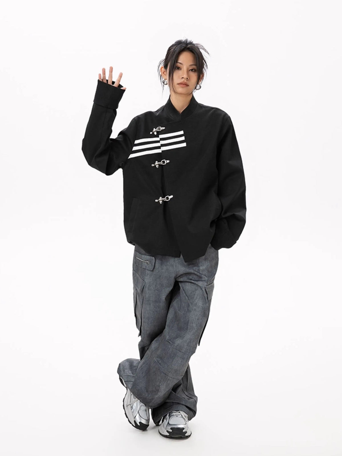 Triple-Striped Fireman Clasp Fencing Jacket