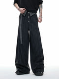 Darkwear Extended-Belt Fold-Over Pleated Trousers