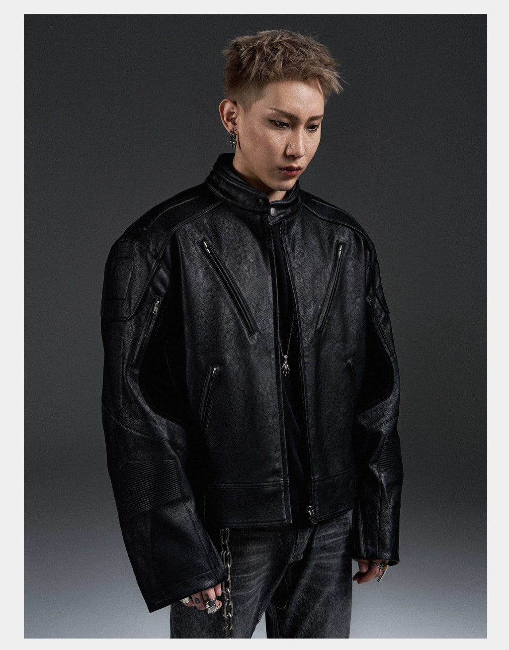 Cyberpunk Industrial Articulated Leather Jacket