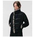 Avant-Garde High-Collar Fur-Lined Toggle Jacket