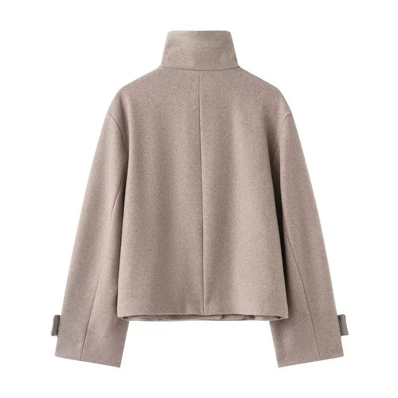 High Neck Asymmetric Wool Jacket