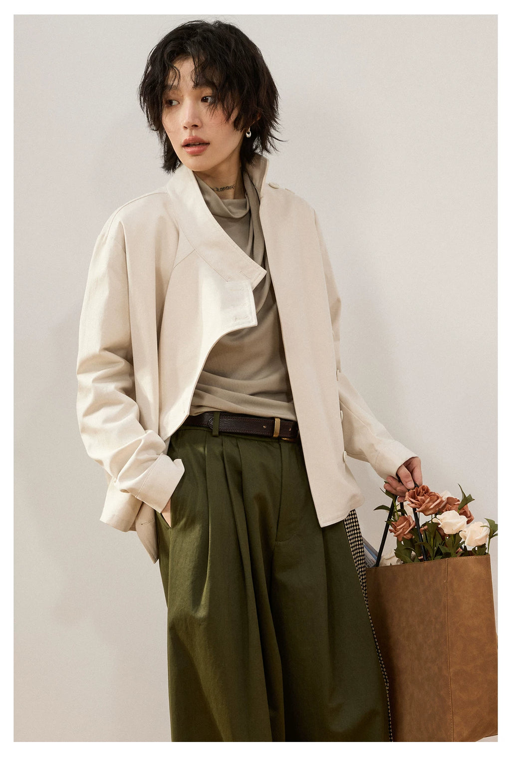 Asymmetric Side-Buttoning Fencing Jacket