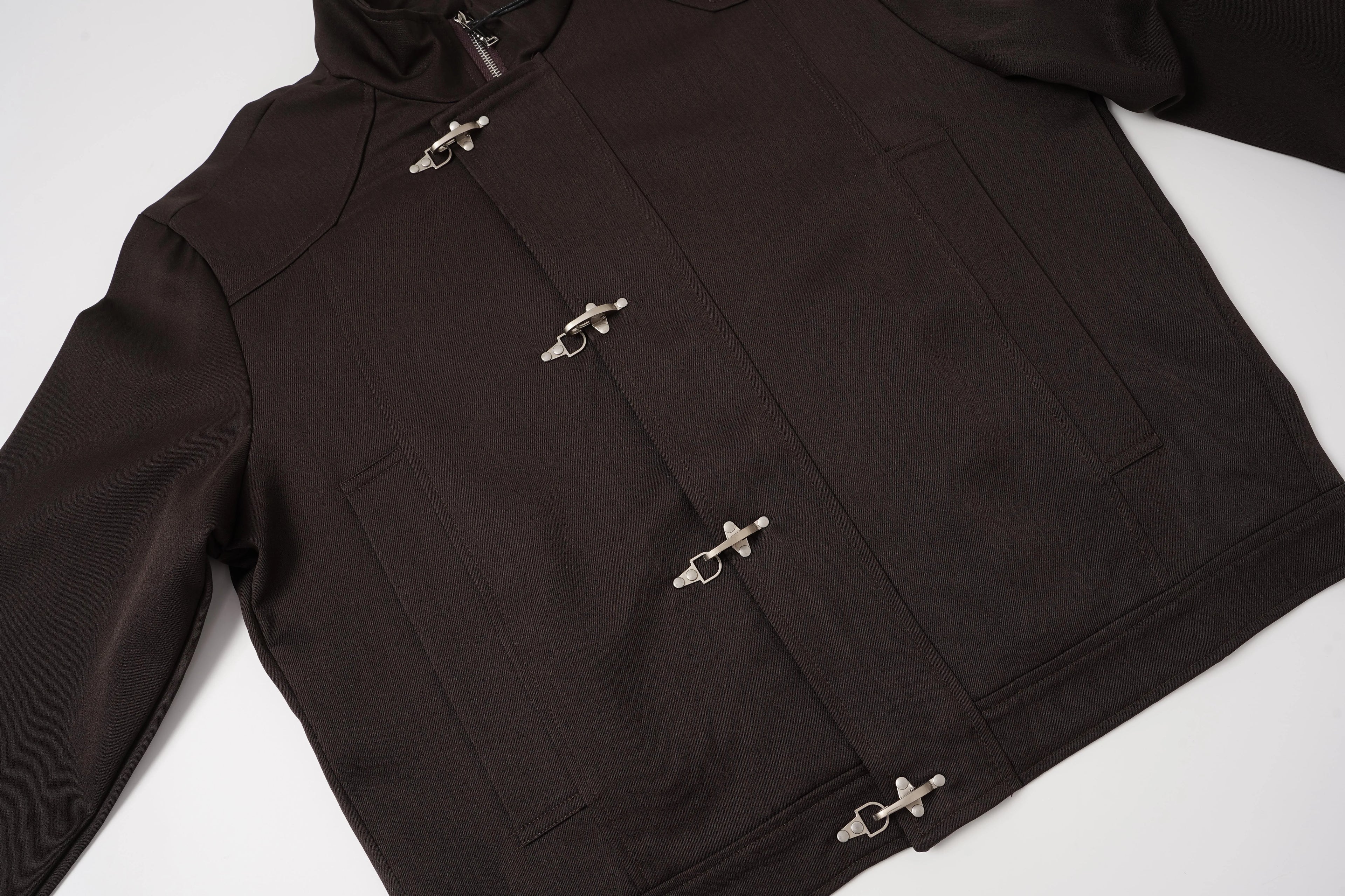 Metal Clasp Closure Stand-Collar Jacket