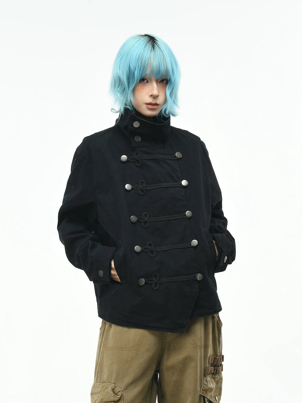 Frogged Military Canvas Officer Jacket