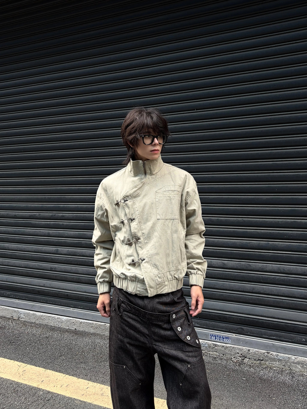 Gothic Zip-Up Funnel-Neck Fencing Fireman Jacket