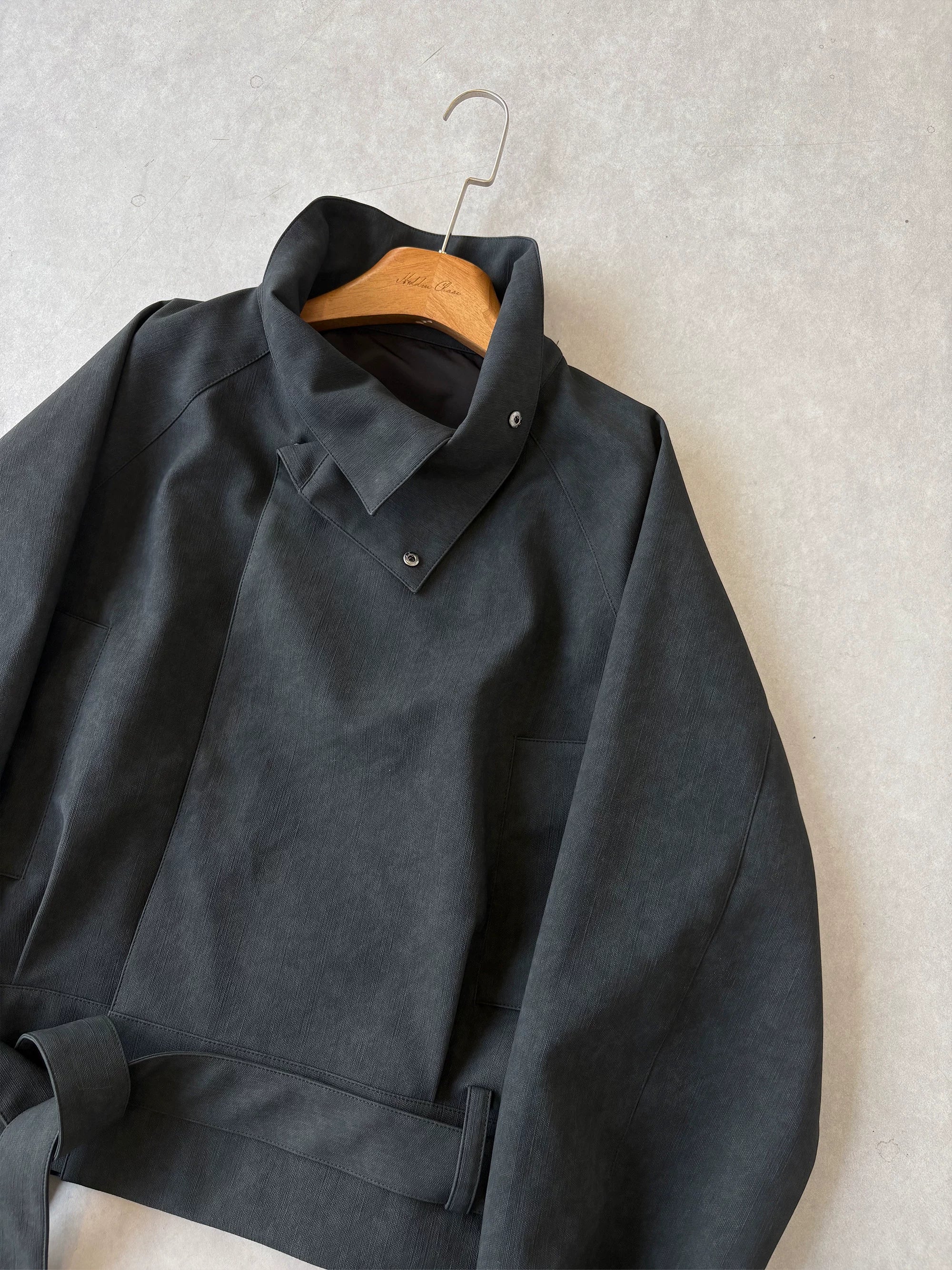 Cropped Belted High-Neck Jacket