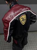 Crest Panel Leather Racing Jacket