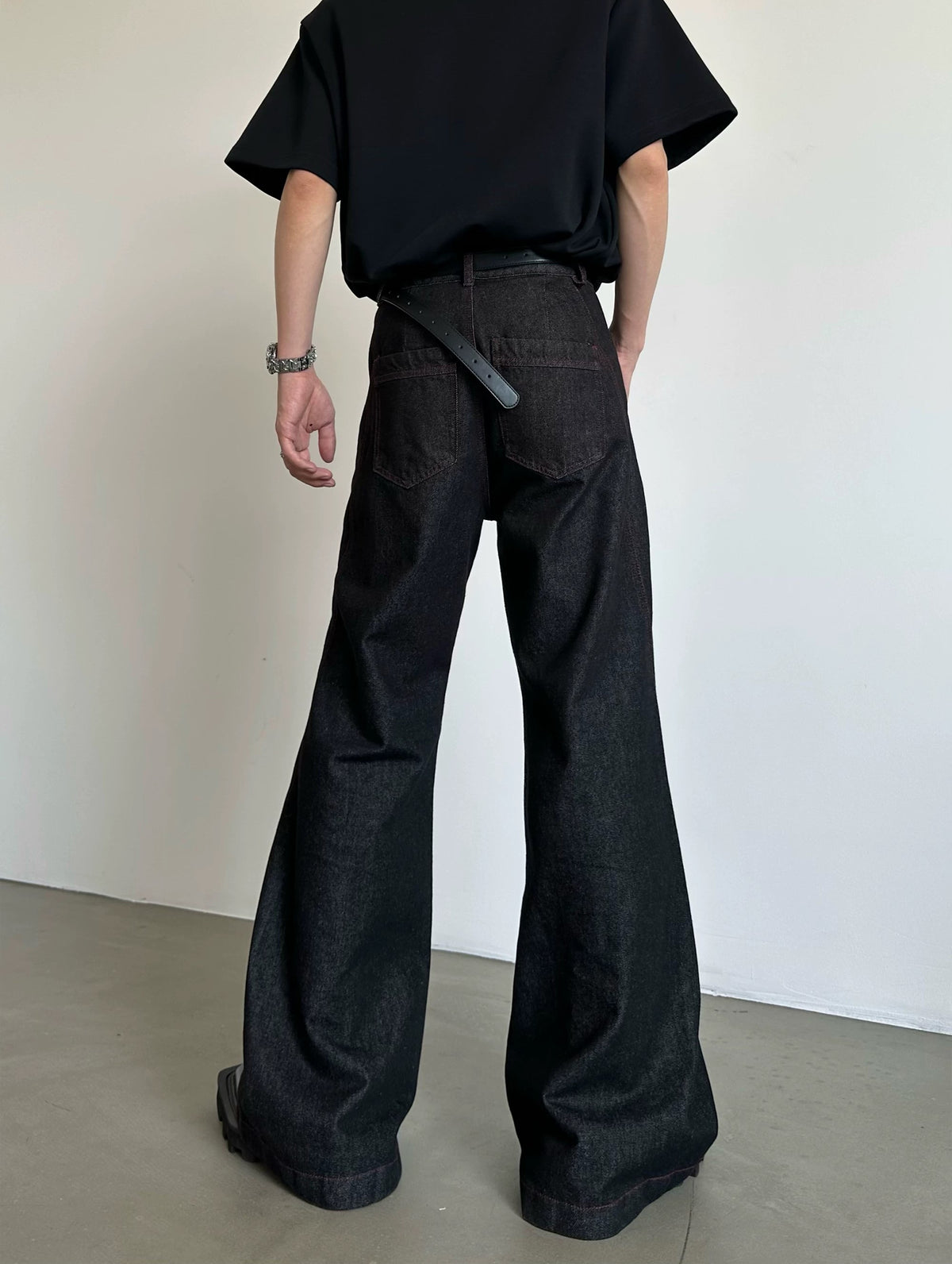 Cyberpunk Articulated Panel Wide-Leg Jeans