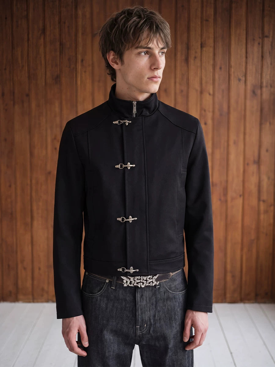 Metal Clasp Closure Stand-Collar Jacket