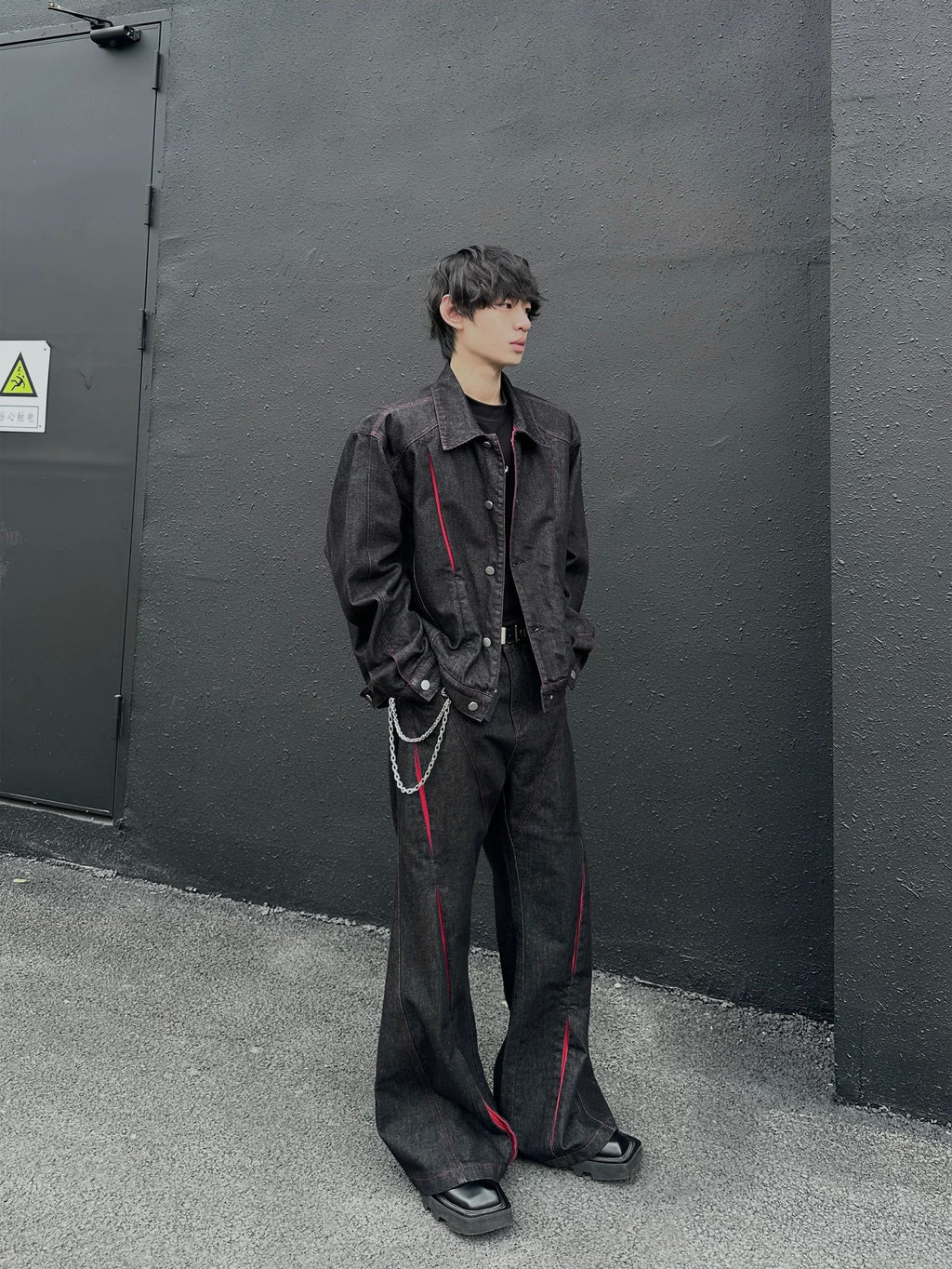 Cyberpunk Articulated Panel Wide-Leg Jeans