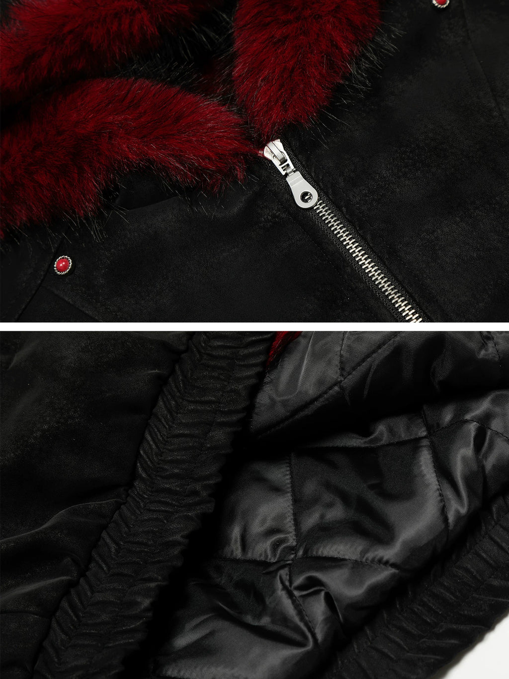 Fur-Trimmed Hooded Suede Utility Bomber Jacket