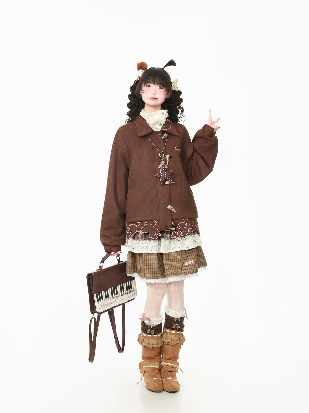 Scalloped Cat Hem Suede Toggle Jacket