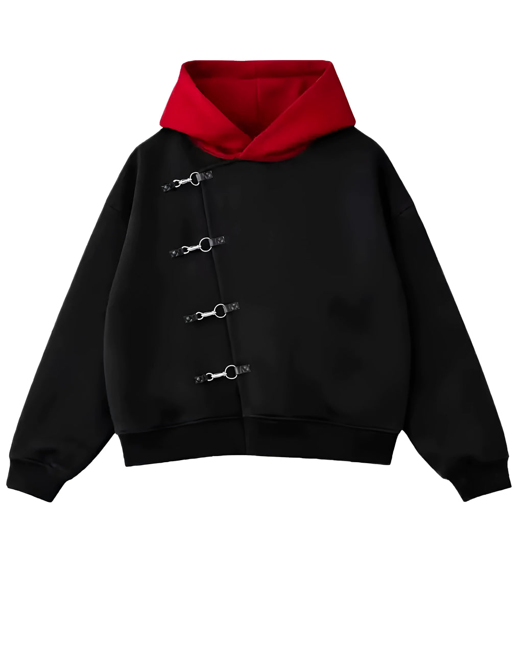 Industrial Asymmetric Metal-Hook Pullover Hood