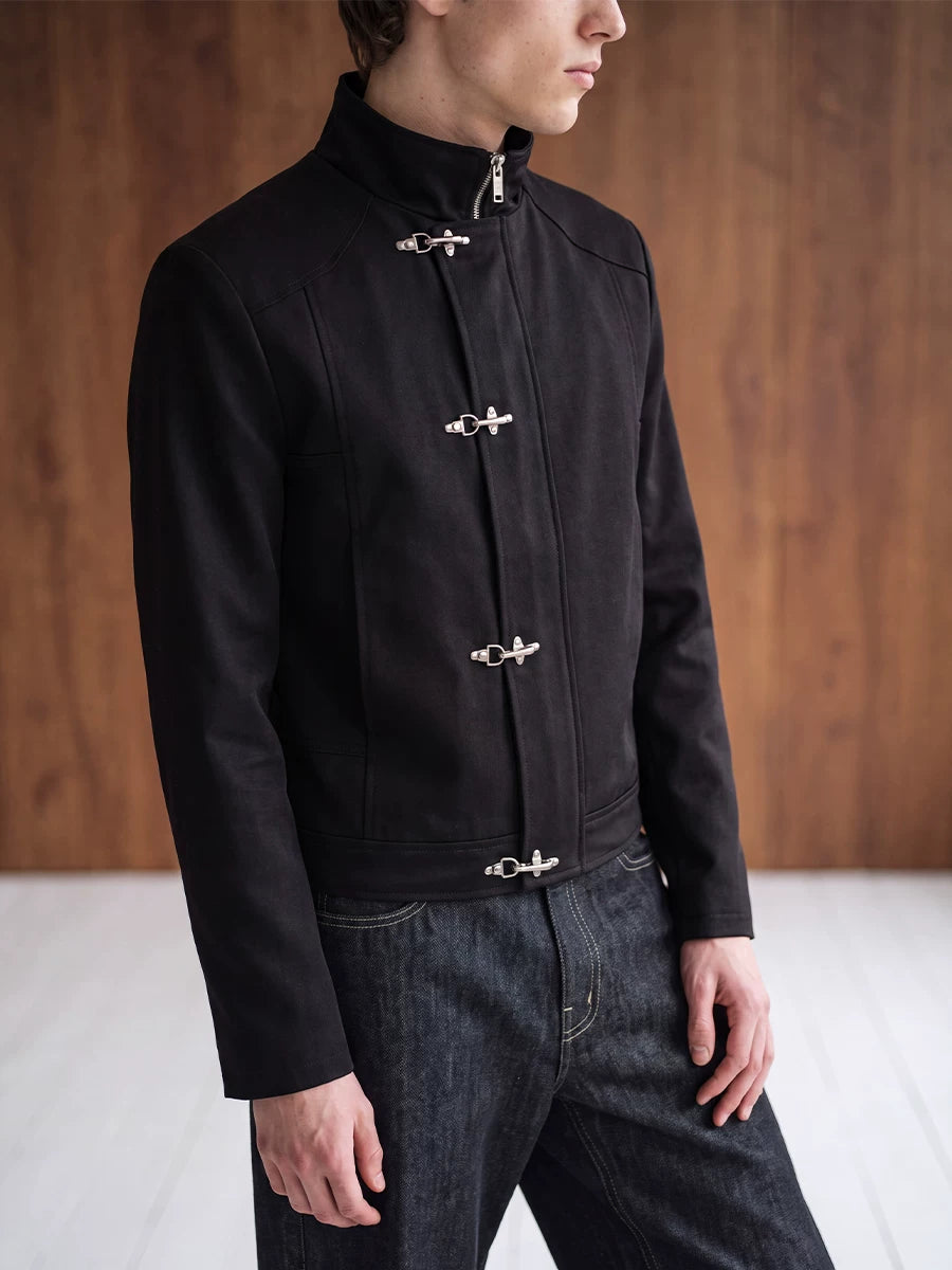 Metal Clasp Closure Stand-Collar Jacket