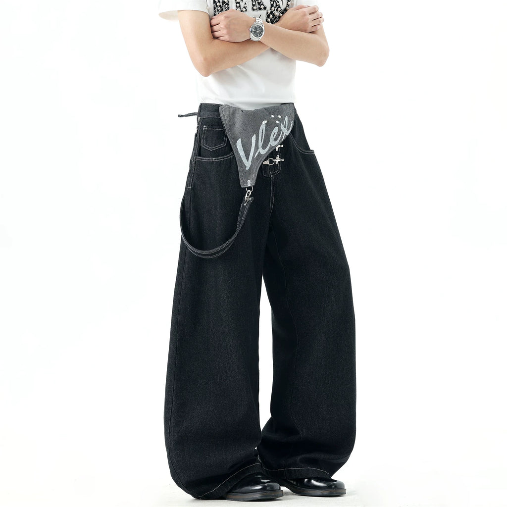 Gothic Detachable Bib Fireman Buckle Denim Jeans