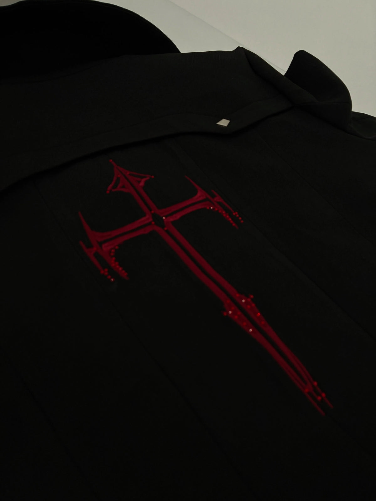 Gothic Red Eyeball Button Belted Jacket