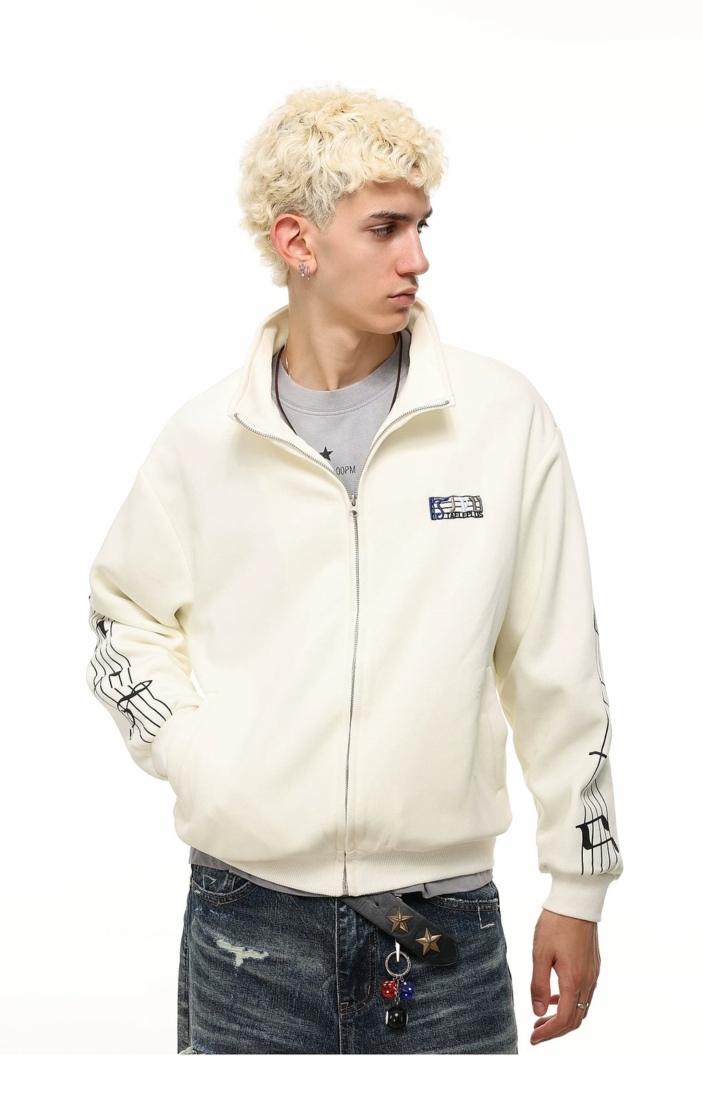 Musical Note Embroidered Track Jacket