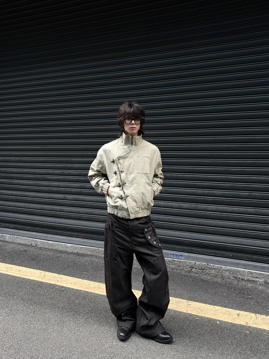Gothic Zip-Up Funnel-Neck Fencing Fireman Jacket