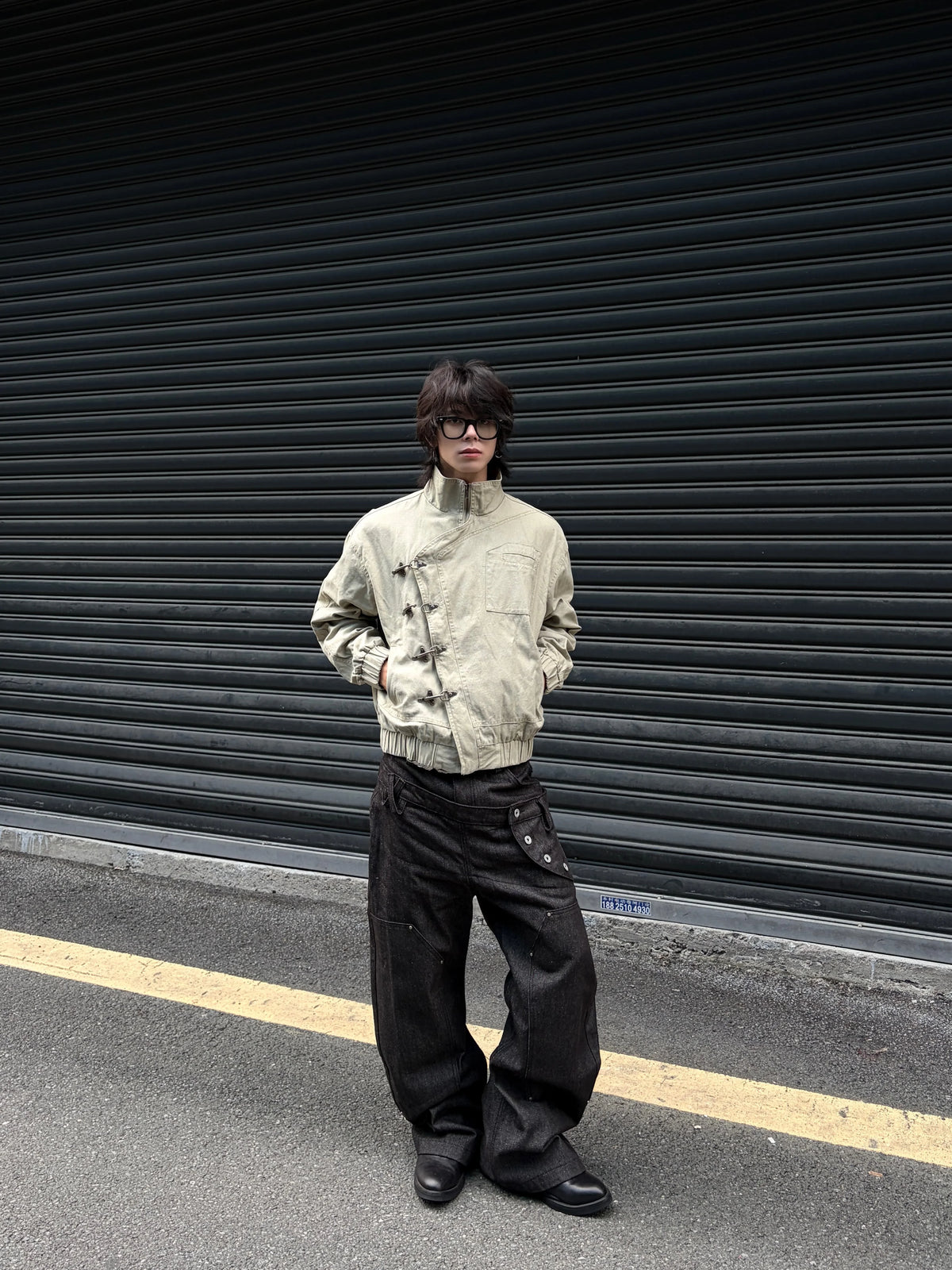 Gothic Zip-Up Funnel-Neck Fencing Fireman Jacket