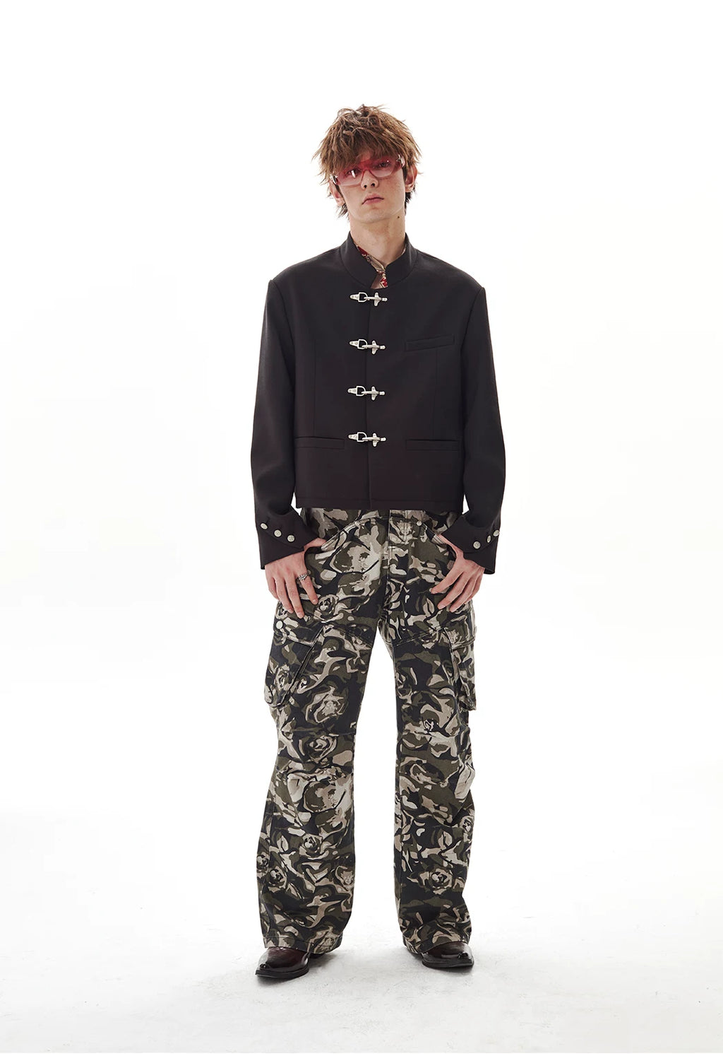 Cropped Fireman Clasp Tailored Blazer