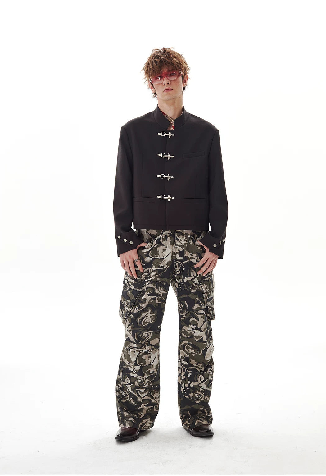 Cropped Fireman Clasp Tailored Blazer