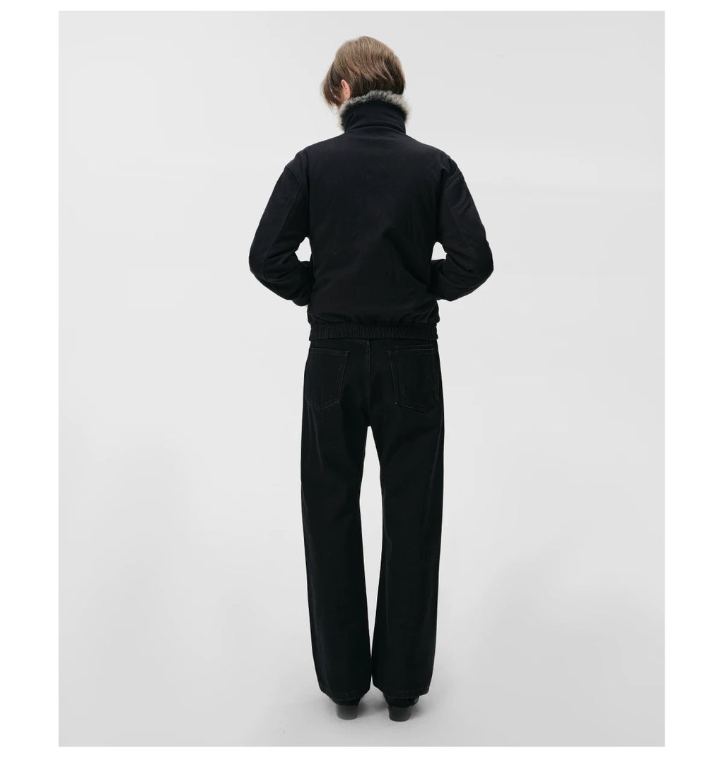 Avant-Garde High-Collar Fur-Lined Toggle Jacket