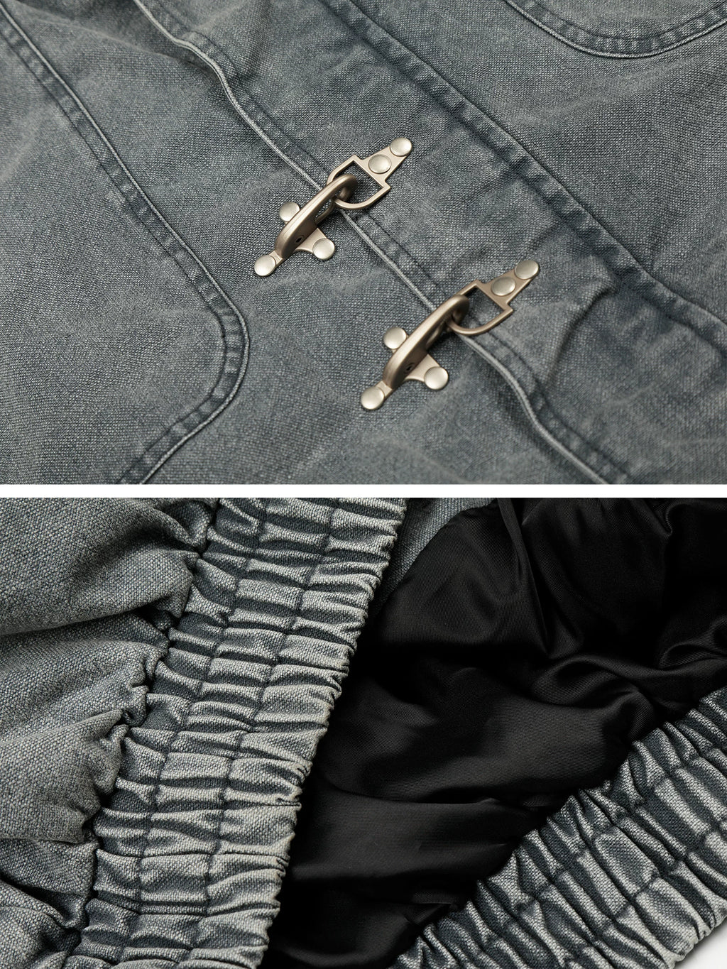 Acid-Washed Denim Fireman Clasp Jacket