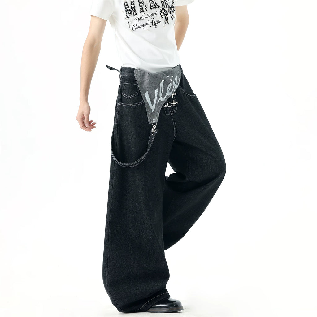 Gothic Detachable Bib Fireman Buckle Denim Jeans
