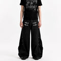 Dual Fireman Clip Riveted Pleated Wide-Leg Trousers