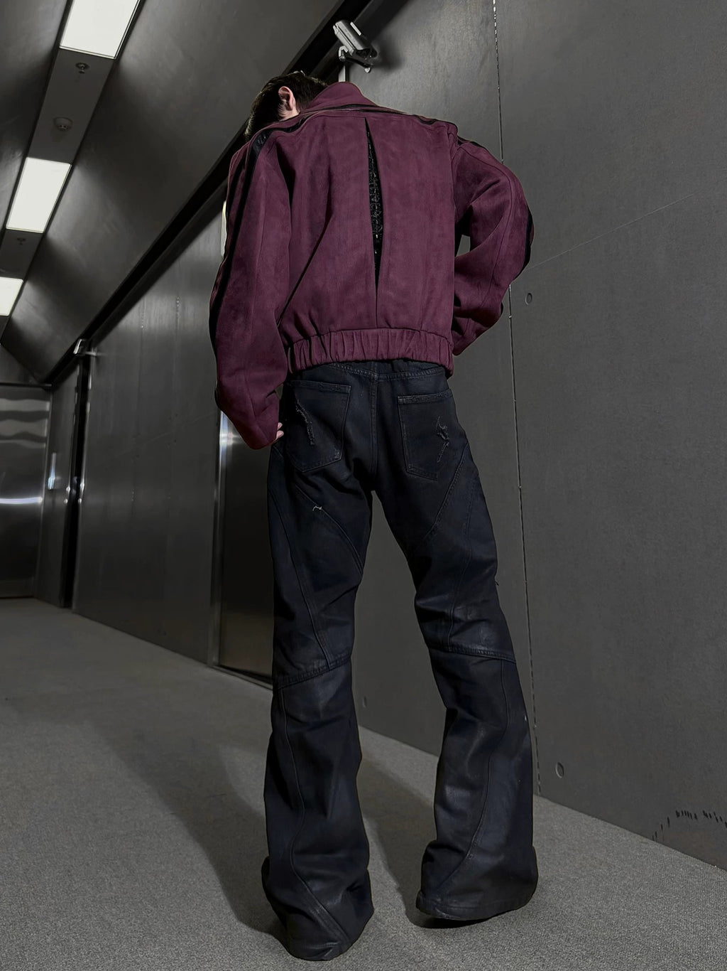 Asymmetric Snap Suede Utility Jacket