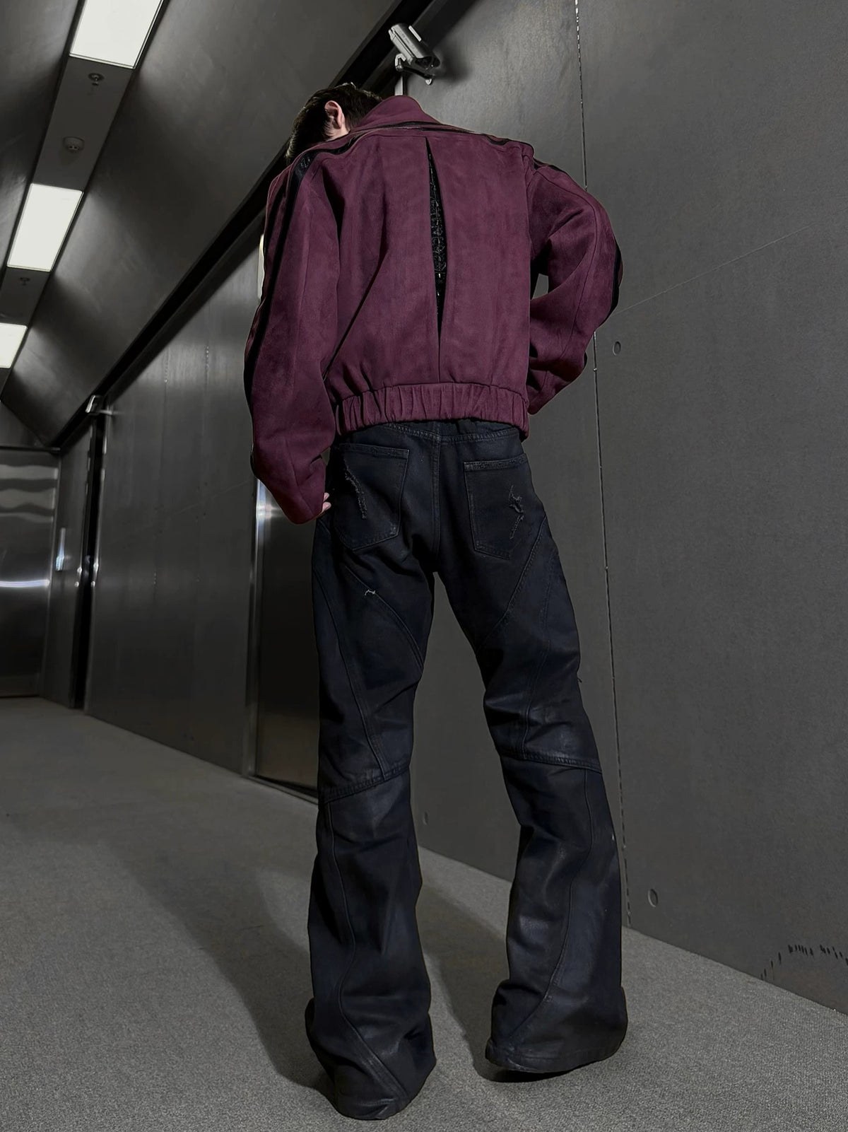 Asymmetric Snap Suede Utility Jacket